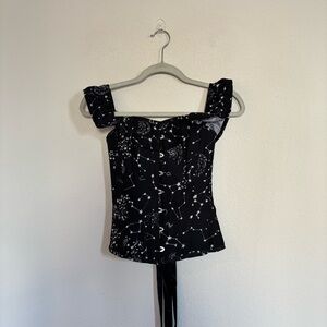 Corset Story Astronomy Print Sleeved Corset Top UK 6 US 2